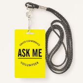 Gelb und Schwarz fragte mir Freiwillige Ausweis (Rückseite mit Schlüsselband)