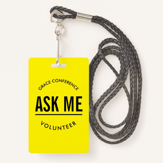 Gelb und Schwarz fragte mir Freiwillige Ausweis (Vorderseite mit Schlüsselband)