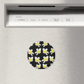 gelb und schwarz-Frangipani-Muster, Magnet (In Situ (Geschirrspüler))