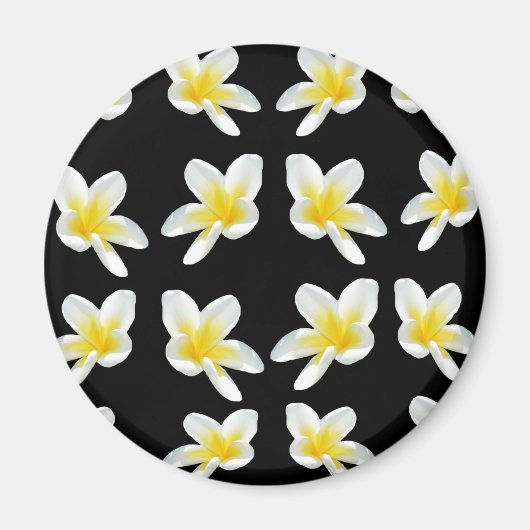 gelb und schwarz-Frangipani-Muster, Magnet (Vorne)