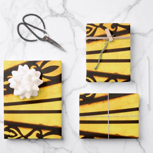 Gelb und Schwarz Geschenkpapier Set (Vorderseite)