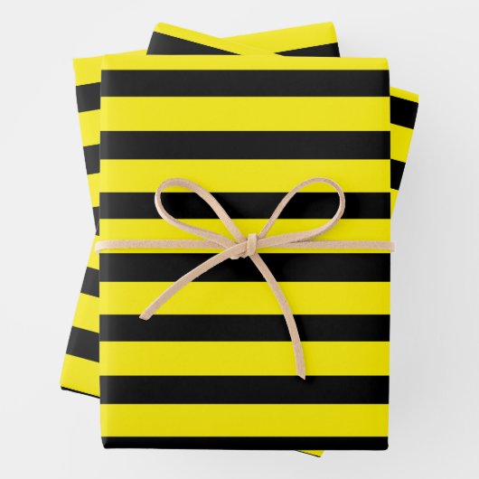 Gelb und schwarz gestreift geschenkpapier set (Beispiel)
