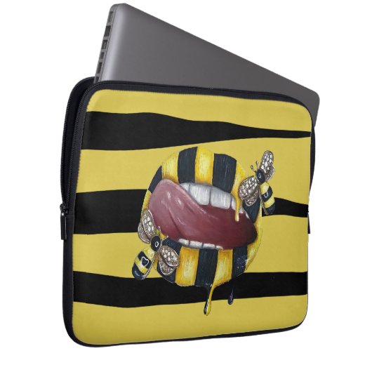 Gelb und schwarz gestreift laptopschutzhülle (Vorne Rechts)