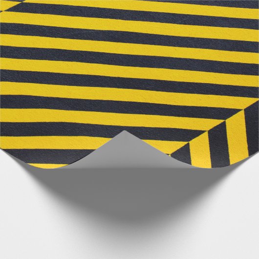 Gelb und schwarz gestreifte Spinnstoffe Geschenkpapier (Ecke)