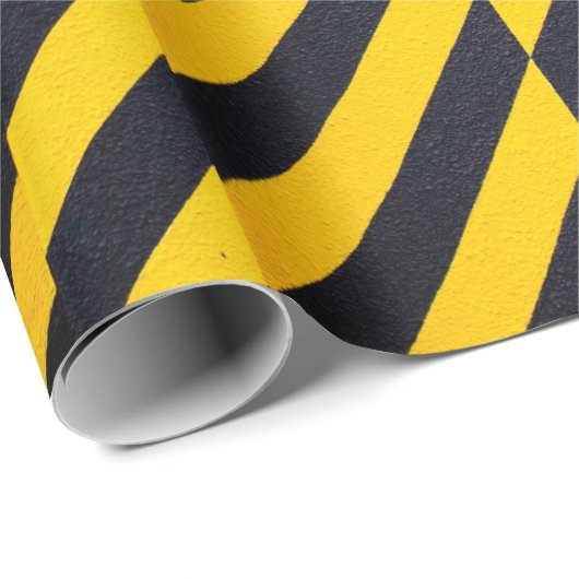 Gelb und schwarz gestreifte Spinnstoffe Geschenkpapier (Rolleneckpunkt)