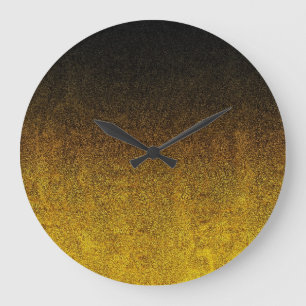 Gelb- und Schwarz-Glitzer-Gradient Große Wanduhr
