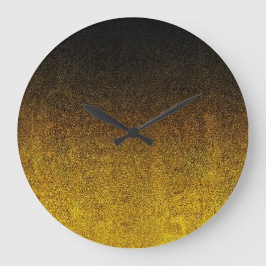Gelb- und Schwarz-Glitzer-Gradient Große Wanduhr (Vorderseite)