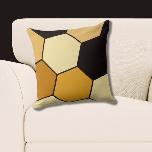 Gelb- und Schwarz-Hexagon-Muster Kissen