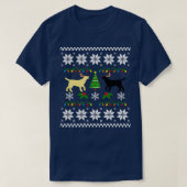 Gelb und schwarz Labrador Ugly Christmas Pattern T-Shirt (Design vorne)