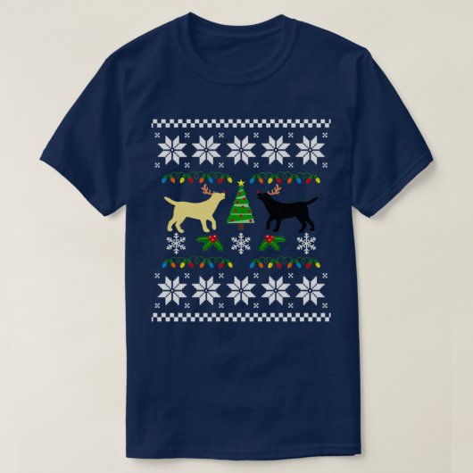 Gelb und schwarz Labrador Ugly Christmas Pattern  T-Shirt (Design vorne)
