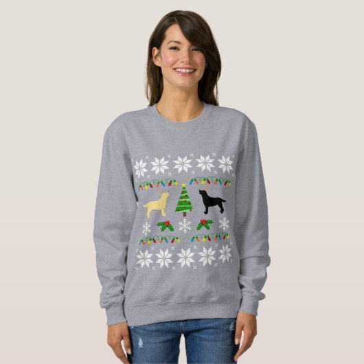 Gelb und schwarz Labrador Ugly Christmas Sweatshirt (Vorne ganz)