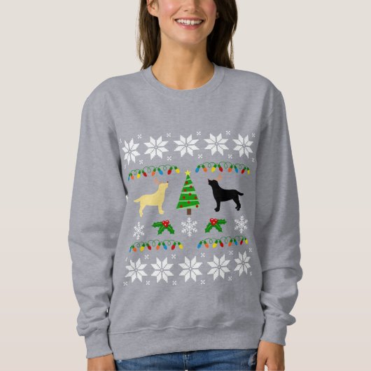 Gelb und schwarz Labrador Ugly Christmas Sweatshirt (Vorderseite)