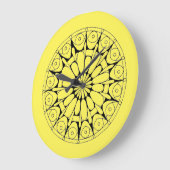 Gelb und Schwarz Mandala Große Wanduhr (Winkel)