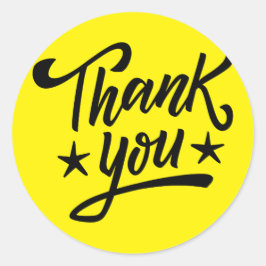 Gelb und Schwarz Minimalistisch Dankeschön, Sticke Runder Aufkleber