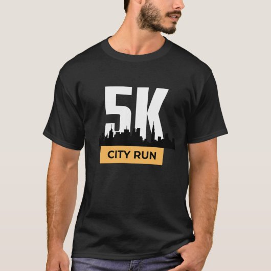 Gelb und schwarz Moderner 5K City Run T - Shirts (Vorderseite)