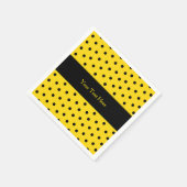 Gelb und schwarz Polka Dot Custom Paper Napkins Serviette (Ecke)
