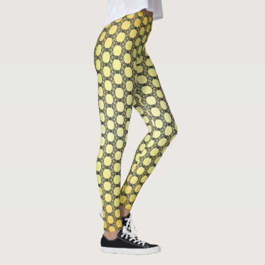 Gelb- und Schwarz-Polka-Punktmuster Leggings (Rechts)