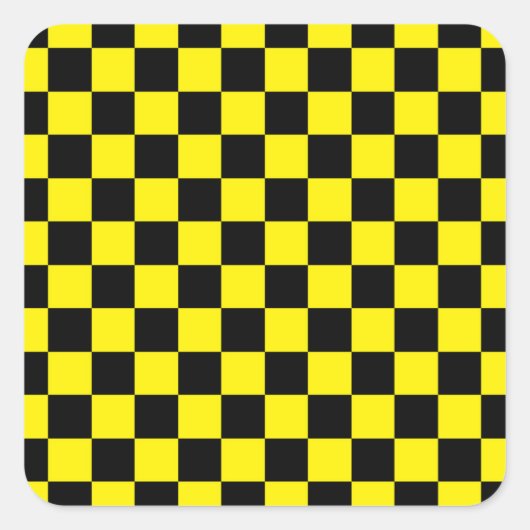 Gelb und schwarz quadratischer aufkleber (Vorderseite)