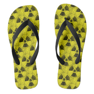 Gelb- und Schwarz-Radioactive Hazmat Grunge Muster Badesandalen