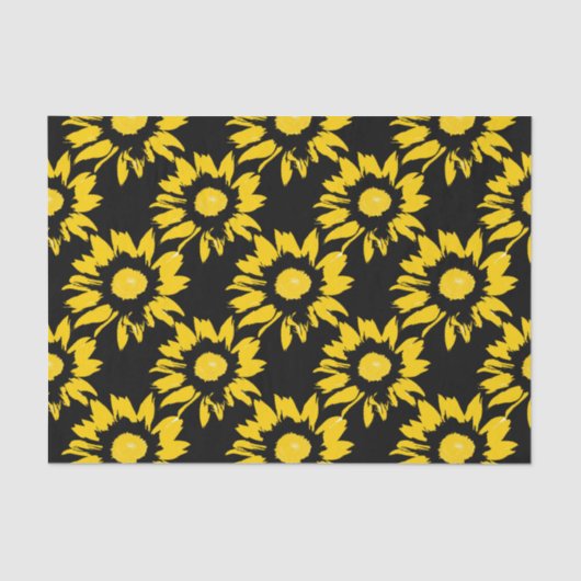 Gelb- und Schwarz-Sonnenblumenmuster Seidenpapier (Vorderseite)