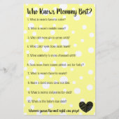 Gelb und schwarz Stork Polka Dot Babyduschspiele Flyer (Hinten)