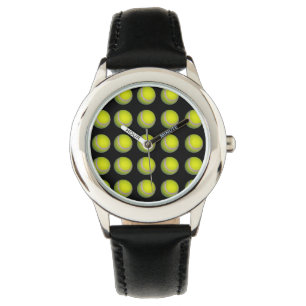 Gelb- und Schwarz-Tennis-Ball-Muster, Armbanduhr