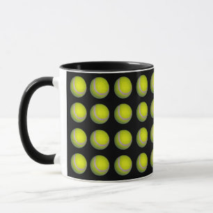 Gelb- und Schwarz-Tennis-Ball-Muster, Tasse