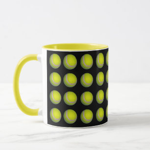 Gelb- und Schwarz-Tennis-Ball-Muster, Tasse