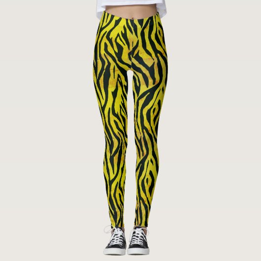 Gelb- und Schwarz-Zebra Leggings (Vorderseite)