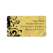 Gelb und Schwarz, zeitgenössischer Swirl Adressaufkleber (Vorne)