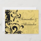 Gelb und Schwarz, zeitgenössischer Swirl Einladung (Rückseite)
