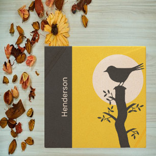 Gelb und Schwarz Zen Vibe Bird Steinuntersetzer