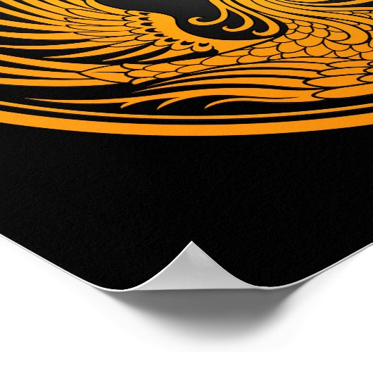 Gelb und Schwarzer Drache Phoenix Yin Yang Poster (Ecke)