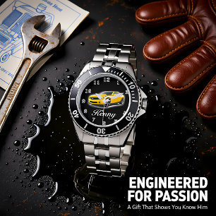 Gelb- und Schwarzsportwagen Armbanduhr