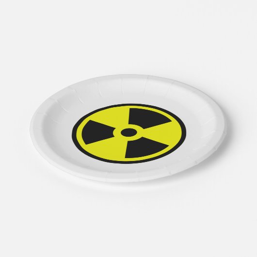 Gelb- und Schwarzweißsymbol Pappteller (Schrägansicht)