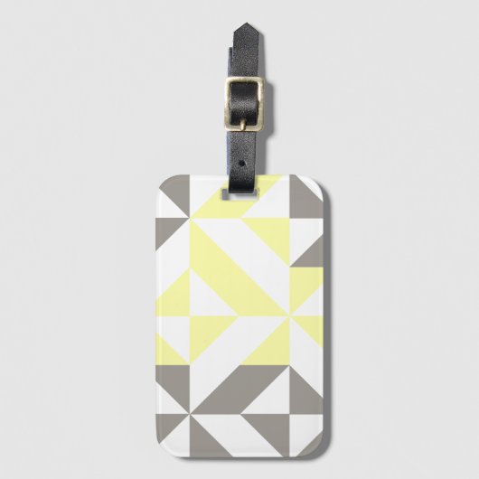 Gelb und silber Geometric ZigZag Gepäckanhänger (Vorderseite Vertikal)