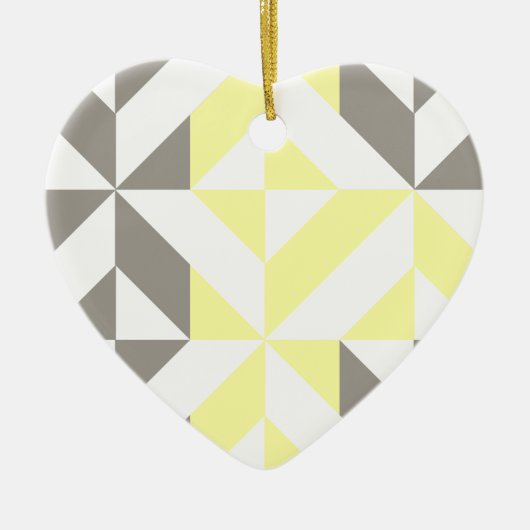Gelb und silber Geometric ZigZag Keramik Ornament (Vorne)