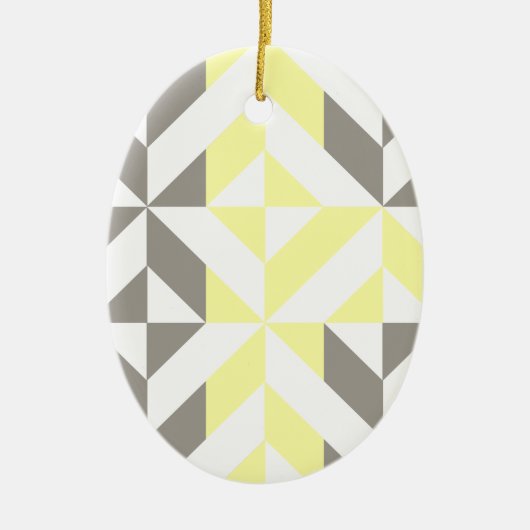 Gelb und silber Geometric ZigZag Keramik Ornament (Vorne)