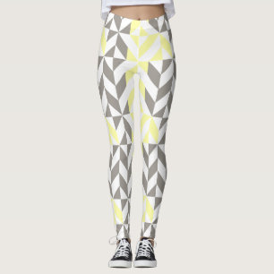 Gelb und silber Geometric ZigZag Leggings