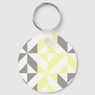 Gelb und silber Geometric ZigZag Schlüsselanhänger