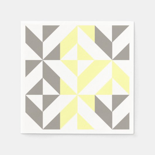 Gelb und silber Geometric ZigZag Serviette (Vorderseite)