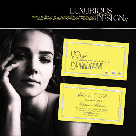 Gelb und Silber Rahmen mit Luxe Diamonds Stilvoll Visitenkarte