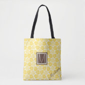 Gelb und Taupe Leaf Natural Trendy Monogram Tasche (Vorderseite)