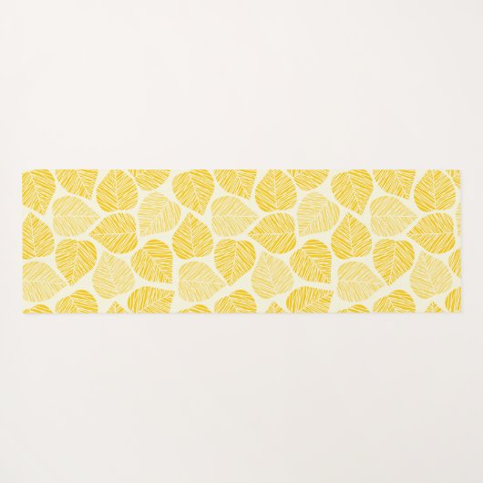 Gelb und Taupe Leaf Natural Trendy Monogram Yogamatte (Rückseite (Horizontal))
