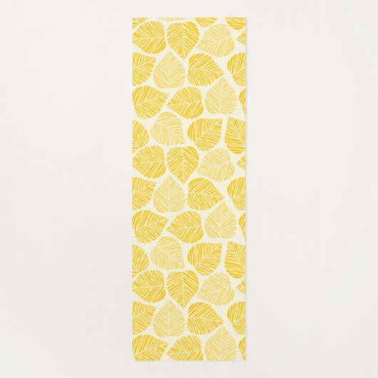 Gelb und Taupe Leaf Natural Trendy Monogram Yogamatte (Rückseite)