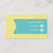 Gelb und Türkis Moderne Streifen & Band Visitenkarte (Rückseite)