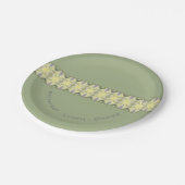 Gelb und weich grün mit Grau Pappteller (Schrägansicht)