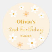 Gelb und weiß Daisy Birthday Runder Aufkleber (Vorderseite)