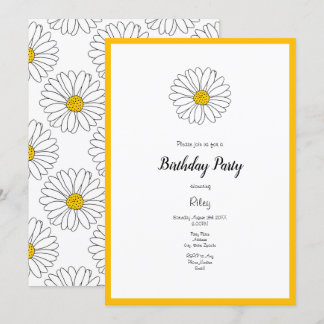Gelb und Weiß Daisy und Muster Einladung