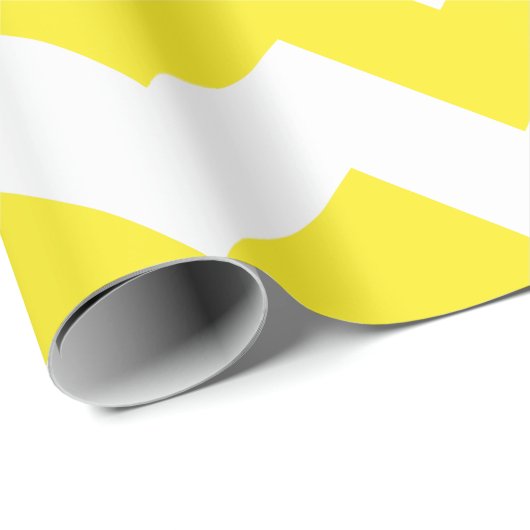 Gelb und Weiß Extra Grosses Zickzack Geschenkpapier (Rolleneckpunkt)